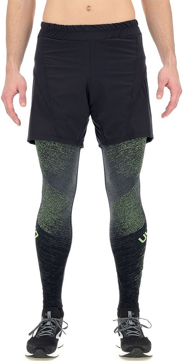 Korte broek UYN Men Running Exceleration 2In1 Black Yellow Fluo-XL