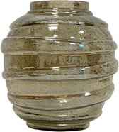 Vaas - glazen vaas - spiraal groen - bruin tint - by Mooss - rond 27cm