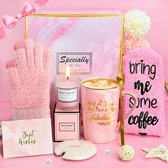 Cadeaux pour femmes, cadeaux d'anniversaire personnalisés, tasse à café en céramique de 12 oz avec gants et chaussettes, idées cadeaux roses pour votre femme, maman, fille, sœur.