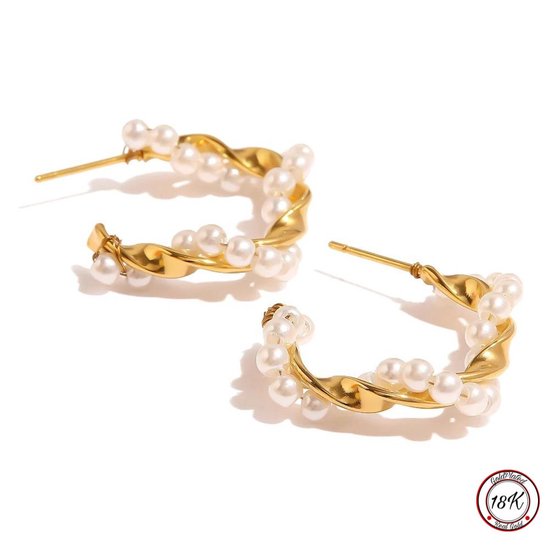 Soraro Goudkleurige Bicolor Parel Earrings | 18K Goldplated | Parel | Dames Oorbellen | Elegante Oorbellen | Cadeau Voor Haar | Verjaardag Cadeau