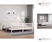 vidaXL Bedframe Massief Grenenhout XXL - 205.5 x 205.5 x 100 cm - Wit - Bed