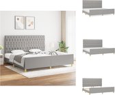 vidaXL bedframe - lichtgrijs - 203 x 206 x 118/128 cm - verstelbaar hoofdeinde - ondersteunende poten - multiplex lattenbodem - comfortabele rugondersteuning - Bed