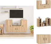 vidaXL TV-meubelset - Sonoma eiken - Klassiek design - 1x 57x34.5x40 cm - 2x 40x34.5x80 cm - Kast