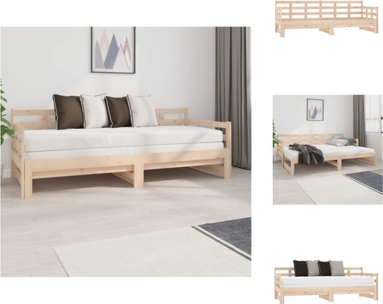 vidaXL Slaapbank Massief Grenenhout - 203.5 x 164 x 69.5 cm - Omkeerbaar Ontwerp - Bed