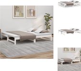 vidaXL Slaapbank - Massief grenenhout - Uitschuifbaar - Gelat ontwerp - Eenvoudig gebruik - Wit - 195.5x179x30cm - Bed
