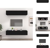 vidaXL Tv-meubelen - Klassiek ontwerp - Wandgemonteerd - Stevig bewerkt hout - Voldoende opbergruimte - Praktische deuren - Kleur- zwart - 80 x 30 x 30 cm (BxHxD) - 4x in de levering - Kast