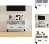 vidaXL TV-meubel - wit - 80 x 36 x 50 cm - bewerkt hout en ijzer - Kast