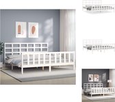 vidaXL Bedframe Grenenhout - Bed - 205.5 x 185.5 cm - Wit - Bed