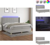 vidaXL Boxspring Bed - LED - Pocketvering Matras - Huidvriendelijk Topmatras - Bed