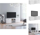 vidaXL TV-meubel Klassieke Stijl - 120x34x37 cm - Wit - Gemaakt van bewerkt hout - Kast