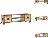 vidaXL Meuble TV en bois de manguier - 130x30x39 cm - Design industriel