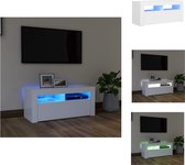 vidaXL - TV-meubel - Hifi-kast - 90x35x40 cm - LED-verlichting - wit - Kast