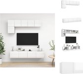 vidaXL TV Meubelset - Hoogglans wit - 3x 60x30x30cm - 2x 80x30x30cm - Muurbevestiging - Kast