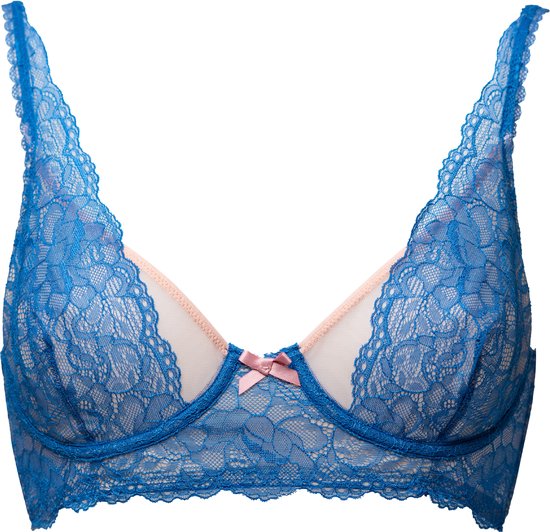 Lacely - Aria Lingerie High Apex Bra | Romantisch Blauw Kant | Comfortabele Beugel | Verfijnde Details | Subtiele Strik