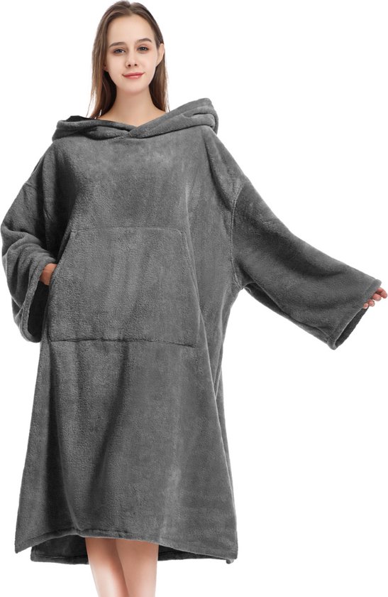 Livano Serviette à Langer - Surf Poncho - Adultes - Femme & Homme - Doux - Grijs