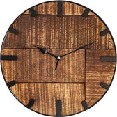 SVJ Wandklok Rond - 30 x 30 x 5 cm - Hout - Bruin/Zwart