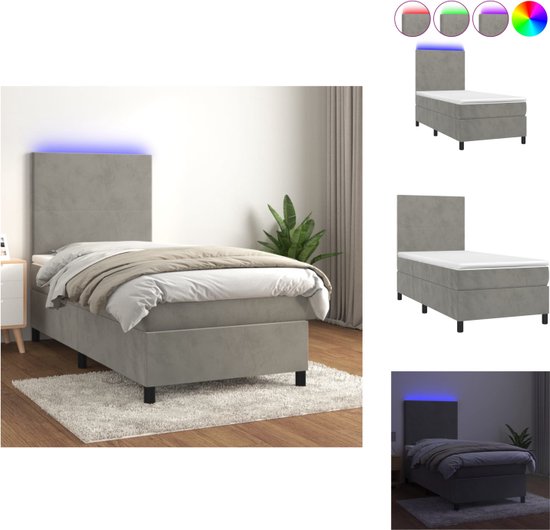 vidaXL Bed - - 203x90x118/128cm - Fluweel - LED - Bed