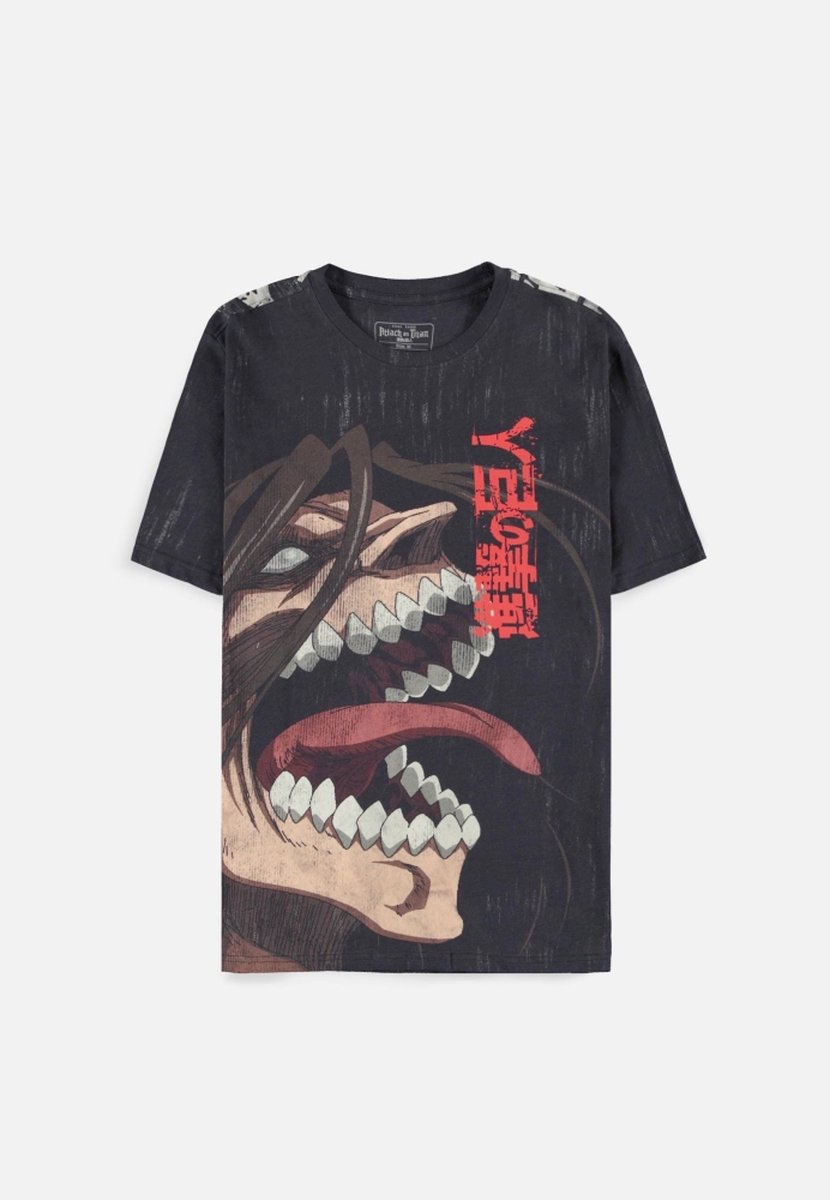 Attack On Titan - Eren Jaeger All Over Print Heren T-shirt - XS - Zwart