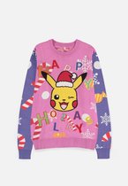 Pokémon - Pikachu Patched Christmas Kersttrui - 2XL - Roze/Paars