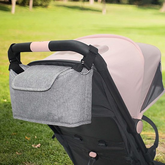 Universele kinderwagenorganizer, luiertas voor baby's met schouderbanden, kinderwagentas, buggy tas, multifunctionele opbergtas voor baby's met 2 bekerhouders (zwart) van BabbleRoo — afbeelding 4