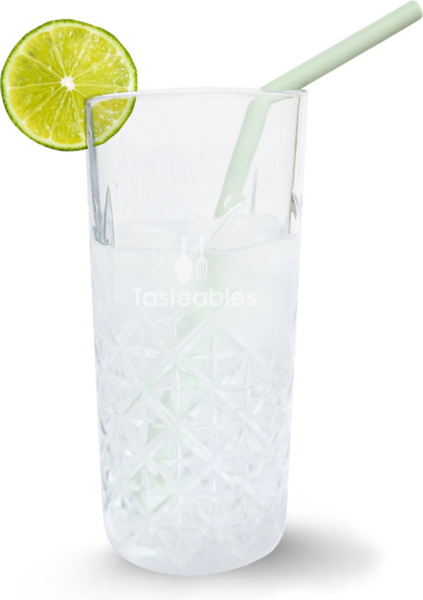 Siliconen rietjes gebogen - Cocktail Rietjes - Tasteables - Set van 8 - Duurzaam - Herbruikbaar - Reinigingsborstel - Natuurlijk materiaal - 200mm lengte - Gemixte kleuren — cadeau in Koken & Dineren - foto 3