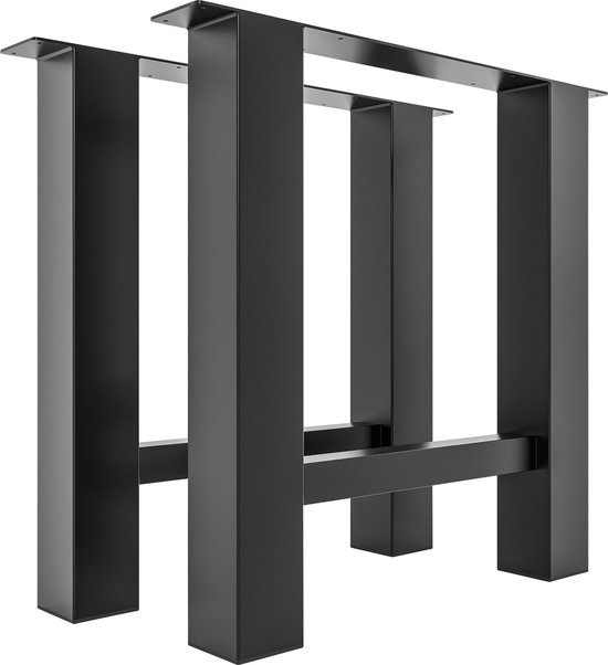 CLP Set van 2 Hunker tafelpoten - Metaal - Vierkant - zwart 80 cm