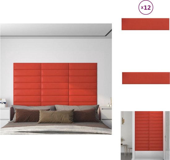 vidaXL Wandpanelen - Trendy - Wanddecoratie - Afmeting- 60 x 15 cm - Ken- Duurzaam materiaal - Kleur- Rood - Wandpaneel