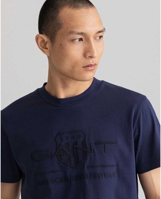 Gant D1 Tonal Archive Shield T-Shirt Manche Courte Blauw S Homme