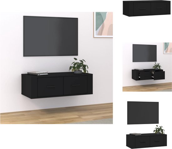 vidaXL Hangend TV-meubel - Zwart - 80 x 36 x 25 cm - Duurzaam materiaal - Kast