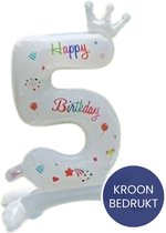 Cijfer Ballonnen - Cijfer Ballon 5 - Staand - 80cm - Ballonnen Wit & Kleur - Opblaascijfer 5 - Verjaardag Versiering 5 jaar - Jongen & Meisje - Verjaardag Decoratie - Happy Birthday