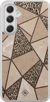 Casimoda® hoesje - Geschikt voor Samsung Galaxy A54 - Leopard Abstract - 2-in-1 case - Schokbestendig - Luipaardprint - Verhoogde randen - Bruin/beige, Transparant