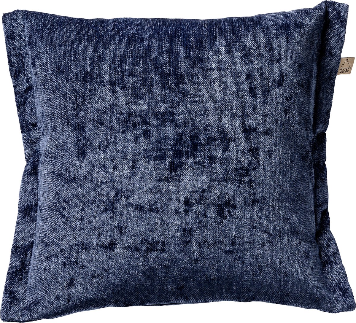 Dutch Decor LEWIS - Kussenhoes 45x45 cm - fluweel - met sierrand - Insignia Blue - donkerblauw - met rits - zonder binnenkussen Marineblauw