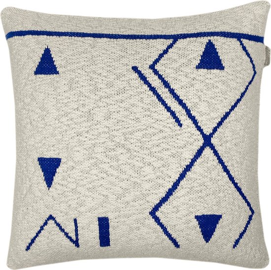 Fantasy line knitted cushion blue
