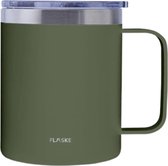 FLASKE Camp Cup - Moss - 400 ml - Tasse à café à Go en acier inoxydable de 400 ml - Convient comme tasse à boire, tasse à café à Go et bouteille thermos