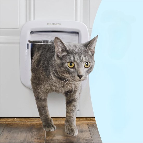 Kattenluik met microchip - Kattenluik met chipherkenning - Kattenluik met chip - Kunststof - Wit - Weersbestendig - Met 4 standen manueel in te stellen - PetSafe