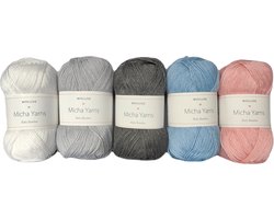 Bollen Bundel - 70% bamboe 30% katoen haakgaren - 5 bollen pakket - 5 x 50gram - Baby Pastel (007) - Baby Bamboo - Micha Yarns