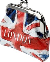 Gemakkelijk om erbij te hebben, dit handige 1-vaks knipportemonneetje met een leuke afbeelding van de Britse vlag van Londen! Dit portemonneetje is te gebruiken voor kleinigheden, bijvoorbeeld muntgeld of bonnetjes (8x8cm). Voor uzelf of als cadeau.