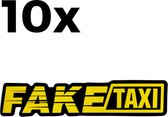 10 Stuks - Auto Sticker Fake Taxi - Zwart Geel - Zelfklevende Sticker Grappig - Faketaxi Sticker voor Alle Automerken / Universeel