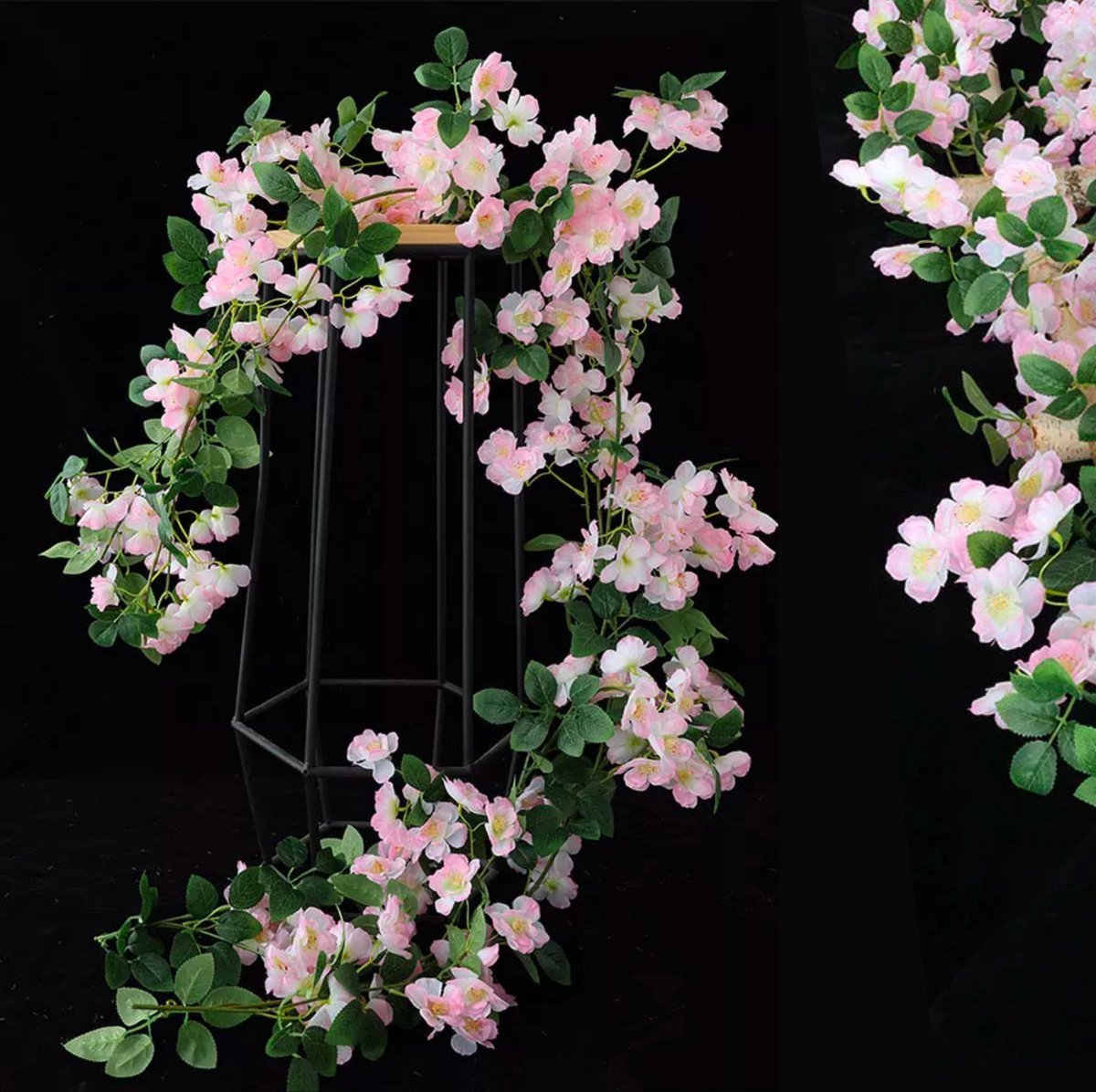 Luxe Bloemenslinger Kersenbloesem Vol Lichtroze Bloemen Grote Stijlvolle Bloemenstreng Voor Interieur Fietsmand of Stuur 180 CM Bloemen Roze Plastic Kunstbloemen Fiets Slinger Tak