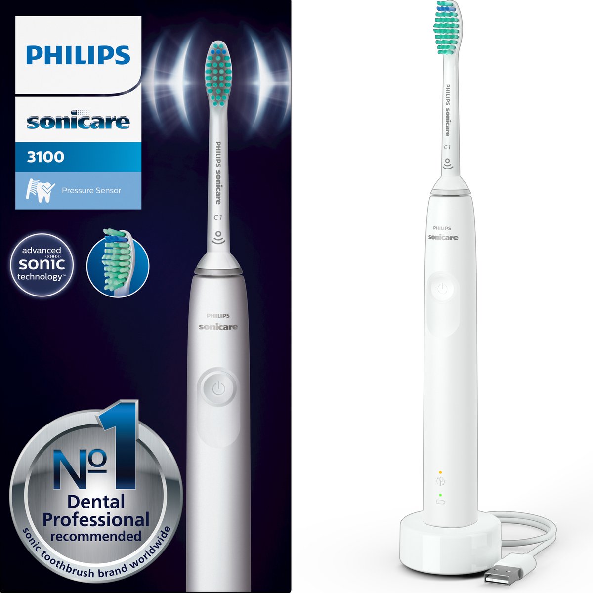 Philips Sonicare Series 3100 HX3671/13 - Elektrische tandenborstel - Wit |  bol