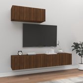 The Living Store TV-meubelset - Bruineiken - 80x30x30cm - Wandgemonteerd