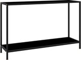 The Living Store Wandtafel - Bijzettafel - 120 x 35 x 75 cm - Gehard glas en gepoedercoat staal