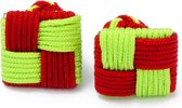 Manchetknopen - Zijden Knoop Vierkant met Groen en Rood