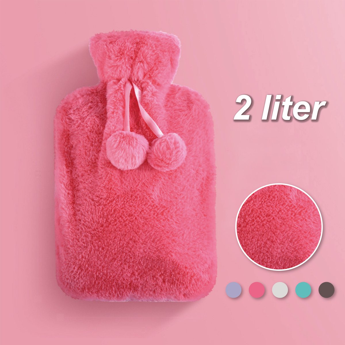 Goedkoopste Colorful Sun® Kruik met Hoes 2L – Warm & Koud Gebruik – Pluche Warmwaterkruik – Nek-, Rug- & Buikverwarmer – Ideaal bij Spierpijn, Buikpijn & Koeling – Voor in Bed & Overdag – Perfect Cadeau – Warm roze