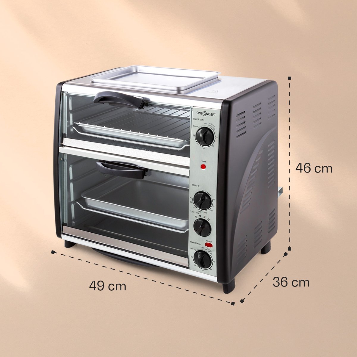 Klarstein Oven All-You-Can-Eat Dubbele Grill - 42L 2350W - Mini-Oven Bakoven met Draaispit - voor Keuken - Thermostaat Grillplaat Roosters - 2 Bakcompartimenten BBQ-Functie - Tafeloven thumbnail 6
