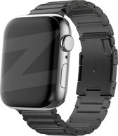Bandz titanium schakel band geschikt voor Apple Watch 1/2/3/4/5/6/8/9/SE/Ultra (2) - Maat 42 / 44 / 45 / 49 mm - Hoogwaardig titanium materiaal smartwatchbandje - Makkelijk in te korten met de meegeleverde toolkit - zwart titanium Apple Watch bandje