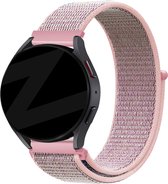 Bandz universeel 20mm nylon loop band geschikt voor Samsung Galaxy Watch Active 1/2 40 & 44mm / Watch 1 42mm / Watch 3 41mm / Gear Sport / Polar Ignite 1-2-3 / Unite / Pacer - Hoogwaardig nylon materiaal bandje met klittenbandsluiting- roze