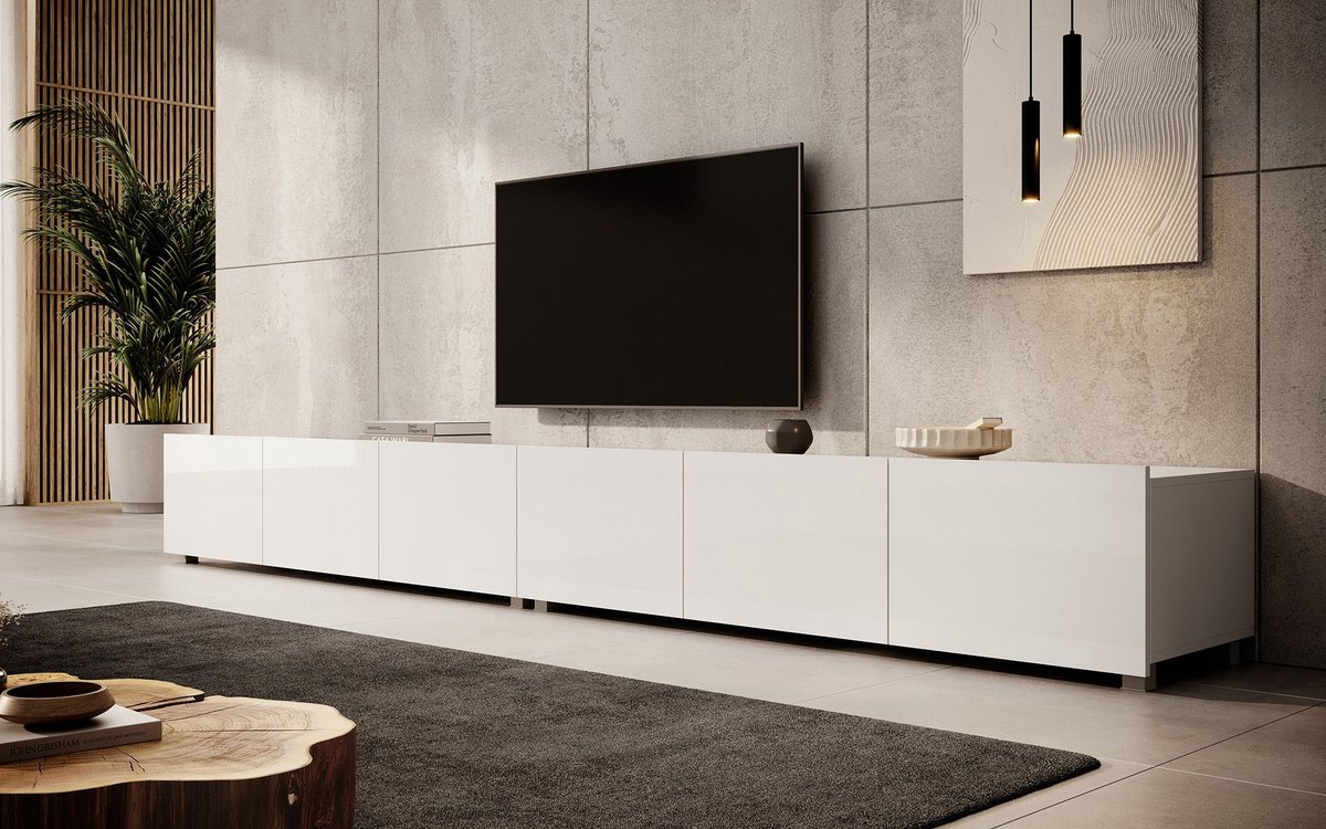 MEUBELLA TV-Meubel Calabas - Wit - 300 cm