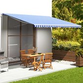 The Living Store zonnescherm replacement doek - blauw en wit - 480 x 345 cm - uv-bestendig