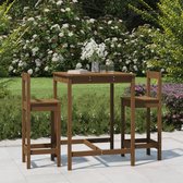 The Living Store Barset Grenenhout - Honingbruin - 82.5 x 82.5 x 110 cm - Met stevig blad - Comfortabele zitplaatsen - Geschikt voor elke tuin - Montage vereist - Inclusief bartafel en 2 barstoelen
